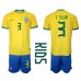 Brasilia Thiago Silva #3 Kopio Lastenvaatteet Koti Pelipaita Lasten MM-kisat 2022 Lyhyet Hihat (+ shortsit)